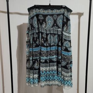 Jessica skirt black blue broomstick paisley plus size 18W maxi lined vintage